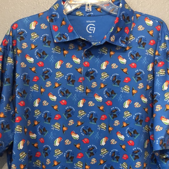 Vitamin G golf polo Men's XL Sand Point Hilly Dilly Country Club fun print shirt - Picture 2 of 11